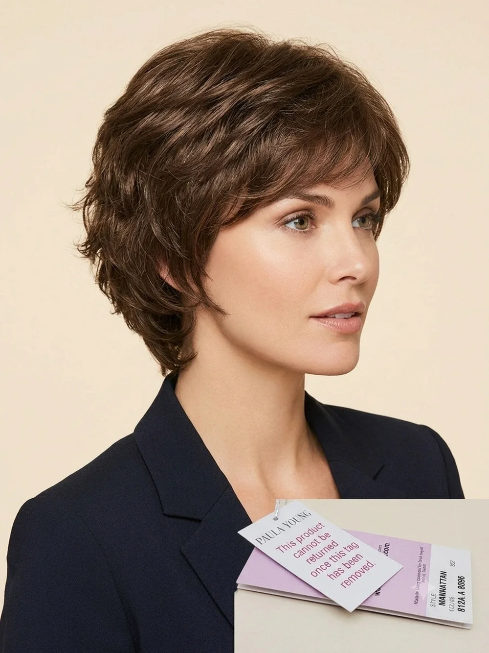 Paula Young Manhattan Human Hair Wig Average Brown Mix 812A A5068